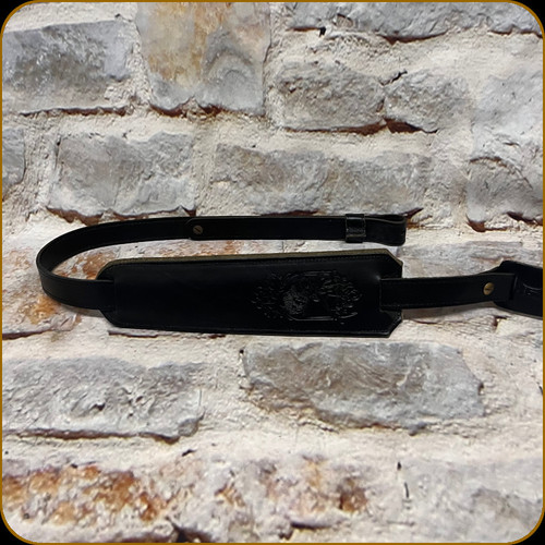 Levy's Leather - 1" Veg-Tan Leather Rifle Sling w/2 1/2" Movable Foam Pad w/Elk Design Embossing - 32" to 36" - Black - SN76E-BLK