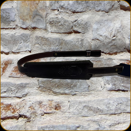 Levy's Leather - 1" Veg-Tan Leather Rifle Sling w/2 1/2" Movable Foam Pad w/Wild Boar Design Embossing - 32" to 36" - Dark Brown - SN76W-DBR