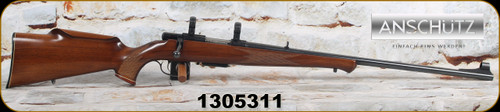 Consign - Anschutz - 222Rem - Model 1532 Deluxe - Grade II Walnut Stock w/Rosewood Grip Cap, schnabel forend & rollover cheekpiece/Blued, 24"Barrel, detachable magazine, double triggers, 1"Rings - low rounds fired