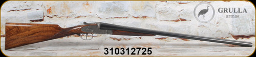Grulla - 16Ga/2.75"/29" - Model 209H -  Square Body Action SxS - Select Walnut Straight-Grip Stock/Old Silver Finish w/Holland Style Engraving/Blued Barrels, I/C & Modified Chokes, Single Negrini Case - S/N 31.03.127.25