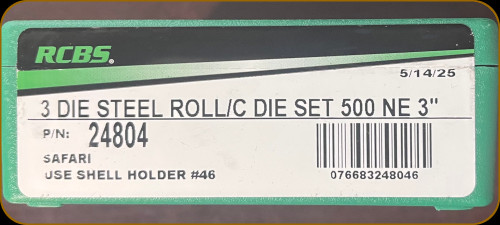 RCBS -  Safari - 3 Die Steel Roll/C Die Set - 500 Nitro Express 3" - 24808