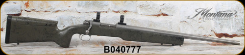 Used - Montana Rifle Company - 308Win - Model 1999 Tactical - Green w/Black Web Synthetic Stock w/Adjustable Cheekpiece/Stainless, 22"Fluted Barrel, 30mm rings