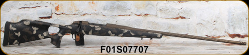 Antler Arms - 300RUM - Mountain - Prophet River Exclusive - Tri-Color Carbon Tan/Brown Sponge Pattern Carbon Fiber Thumbhole Stock/SS Action/Burnt Bronze Cerakote, Spiral Fluted 26"Threaded Barrel, 1:10"Twist, M42 Radial Muzzle Brake - S/N F01S07707