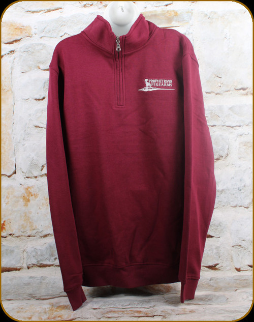Prophet River - Embroidered 1/4 Zip Sweatshirt - Burgundy - Large