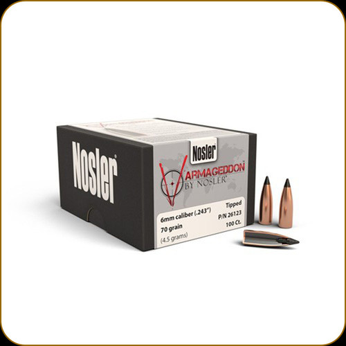 Nosler - 6mm - 70 Gr - Varmageddon - Flat Base Tipped - 100ct - 26123