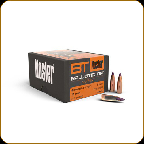 Nosler - 6mm - 70 Gr - Ballistic Tip Varmint - Spitzer - 100ct - 39532