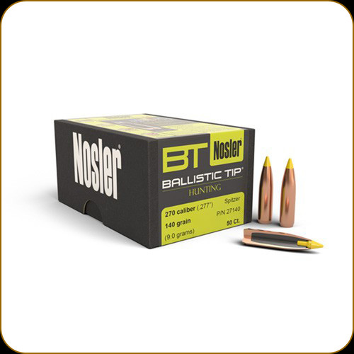 Nosler - 270 Cal - 140 Gr - Ballistic Tip Hunting - Spitzer - 50ct - 27140