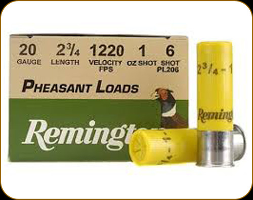 Remington - 20 Ga 2.75" - 1oz - Shot 6 - Pheasant Loads - 25ct - 20060 Remington - 20 Ga 2.75" - 1oz - Shot 6 - Pheasant Loads - 25ct - 20060