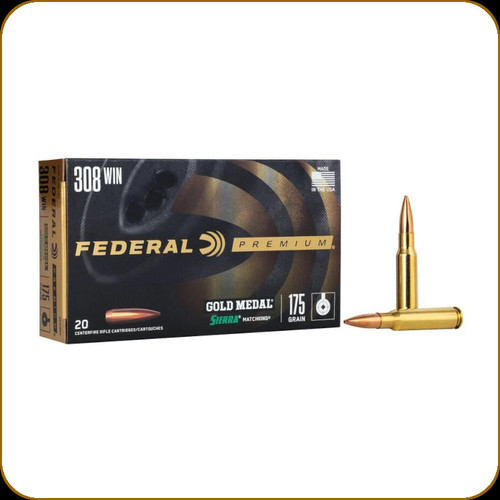 Federal - 308 Win - 175 Gr - Gold Medal Sierra MatchKing - Boat Tail Hollow Point - 20ct - GM308M2 Federal - 308 Win - 175 Gr - Gold Medal Sierra MatchKing - Boat Tail Hollow Point - 20ct - GM308M2