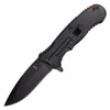 7.75" Black Assisted Pocket Knife W/ Wooden Handle