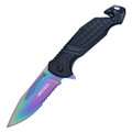 8 1/4” ASSISTED OPEN POCKET KNIFE INCLUDES BELT CLIP, LANYARD HOLE & CORD CUTTER - RAINBOW