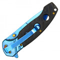 8" Wartech Black Wood Pocket Knife - Blue