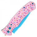 8" Pink Sprinkles Push Button Knife