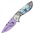 7" Wartech Purple Butterfly Pocket Knife