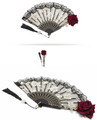 15.5" Red Rose Folding Fan 15.5" Red Rose Folding Fan