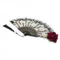 15.5" Red Rose Folding Fan 15.5" Red Rose Folding Fan