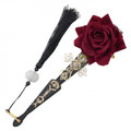 15.5" Red Rose Folding Fan 15.5" Red Rose Folding Fan