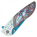 8" Dotted Blue Butterfly Pocket Knife