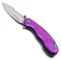 7.75" Purple Ribbed Pocket Knife