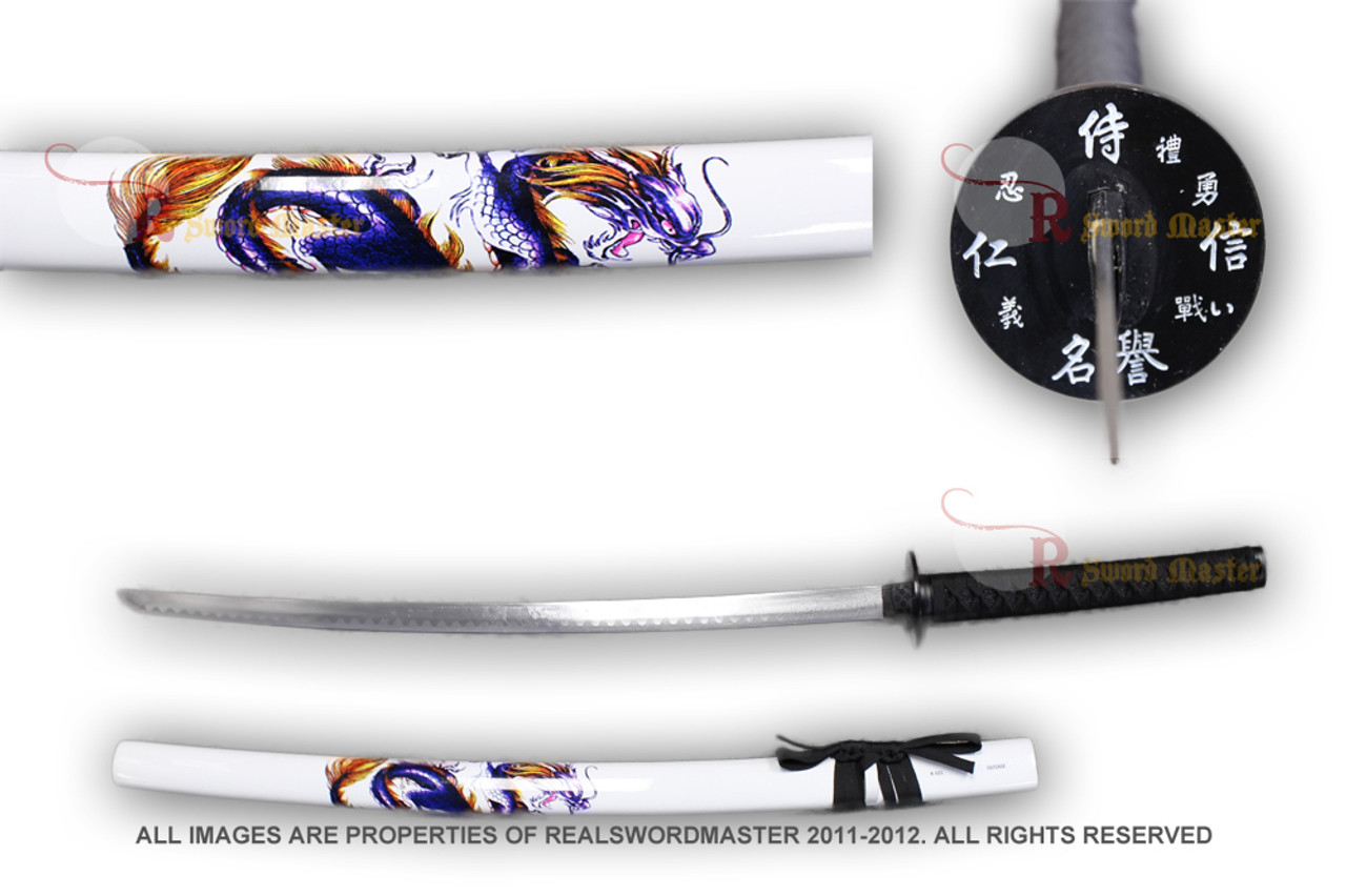Bushido Code Japanese Katana Sword With Dragon Drawing Scabbard Samurai Swords Realswordmaster Com