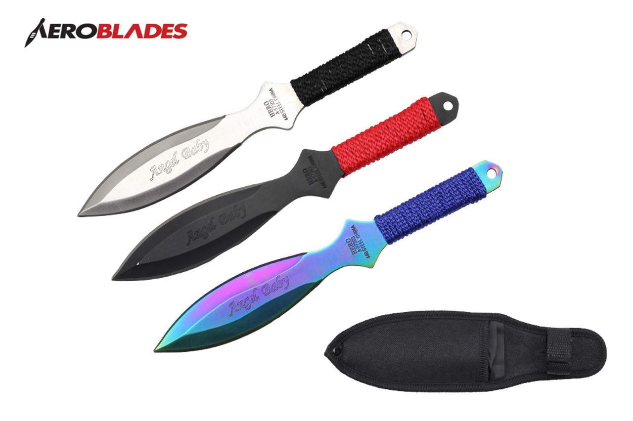 6 5 3 Pcs Set Angel Baby Throwing Knife Black Silver Rainbow