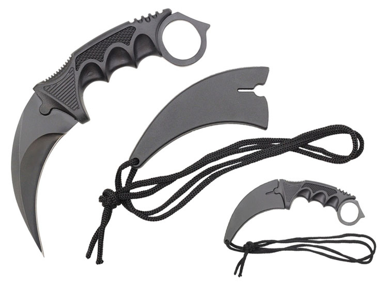 8" Military Tactical Karambit Hunting Skinner Hawkbill Neck Knife Claw - Black