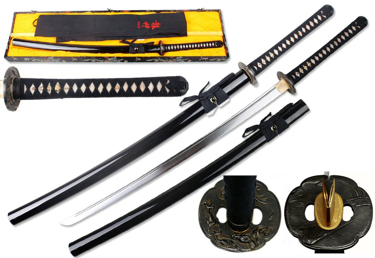 41 1/2" 1095 Hand Forge Ryujin Samurai Sword Fugaku Tsuba. Shinogidukuri Blade Real Ray Skin Handle Wrapped with Cotton Cord