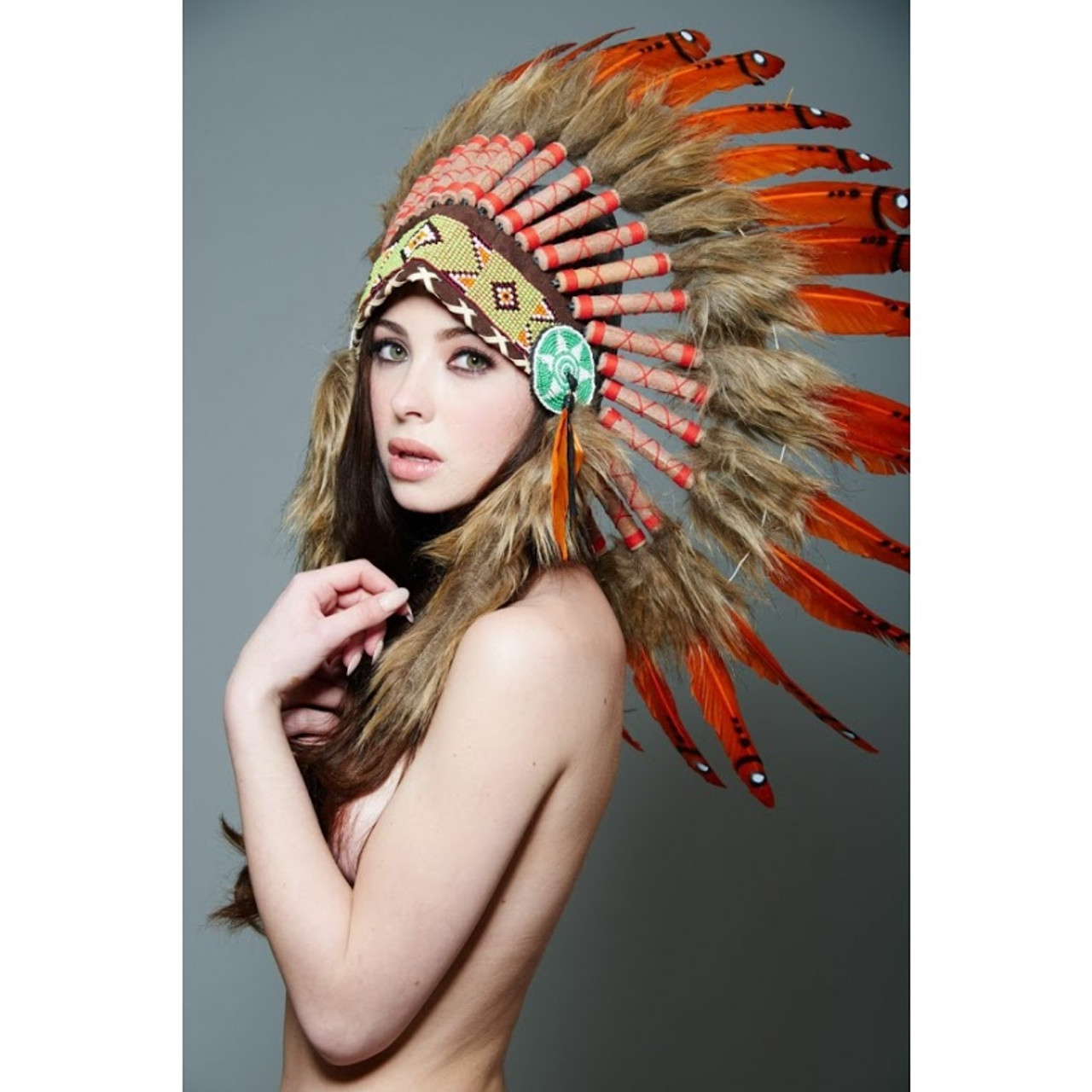 Orange Black with White Dotted Headdress