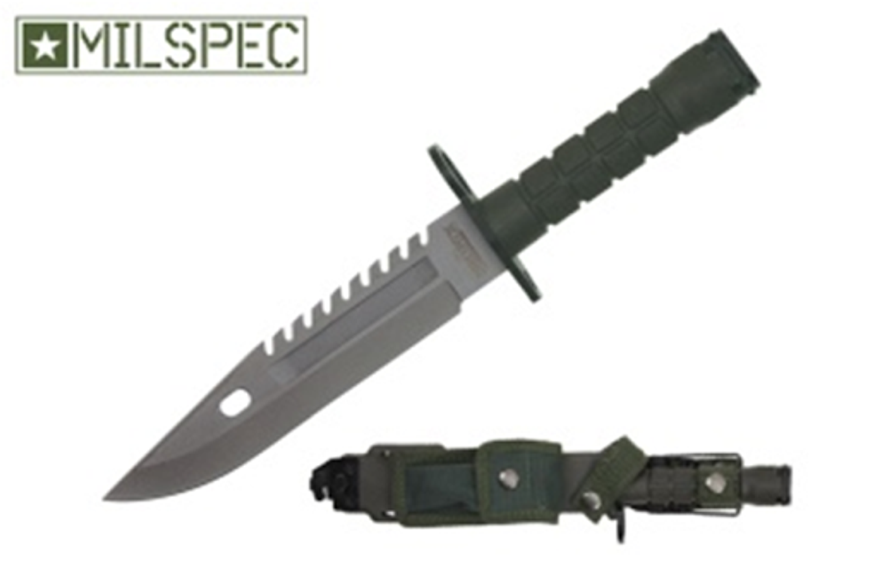 12" Army Military Tactical Survival Combat Fixed Blade Bayonet Knife - Green