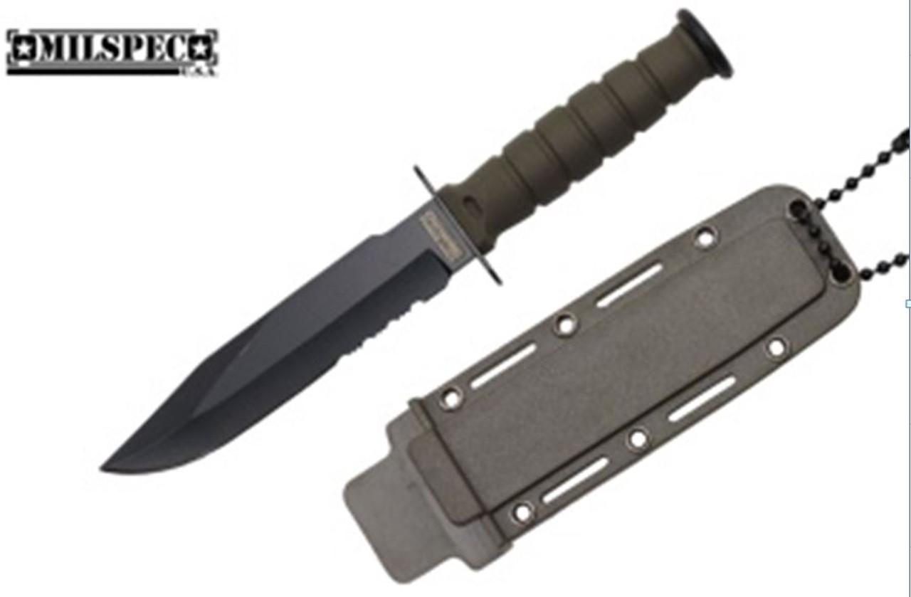 6" Serrated Neck Knife w/Sheath (Green)