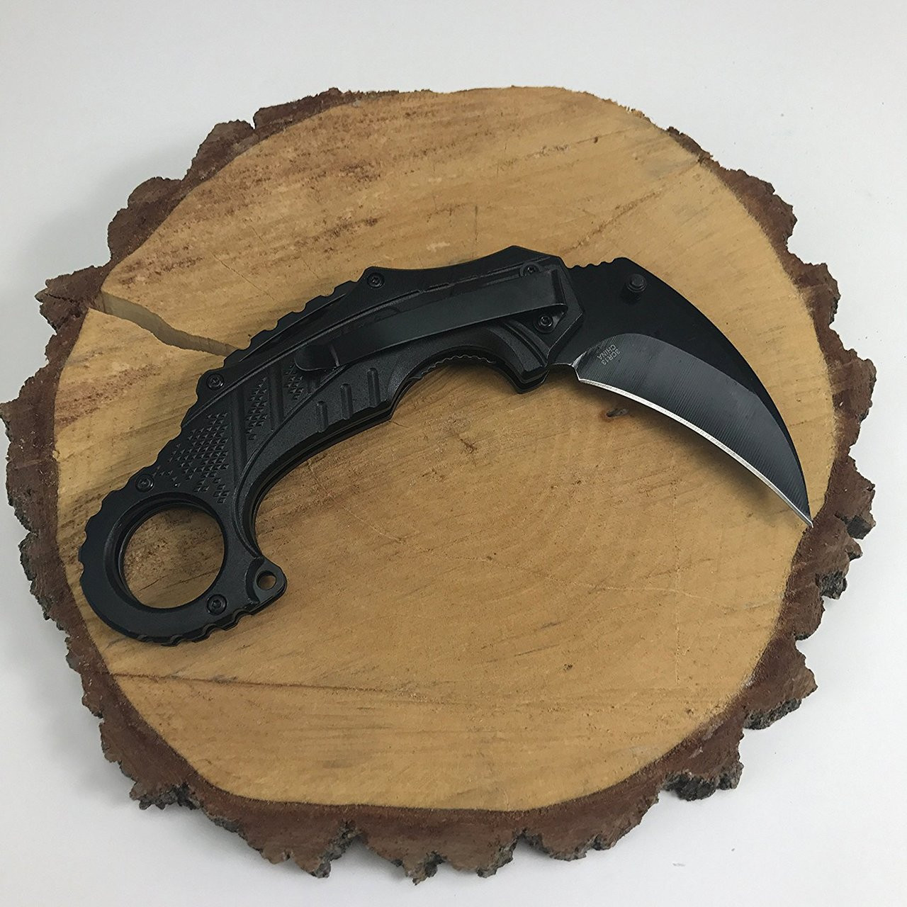 Wartech Thumb Open Spring Assisted Eagle Angle Aluminum Color Handle Karambit Pocket Knife - PWT241BK
