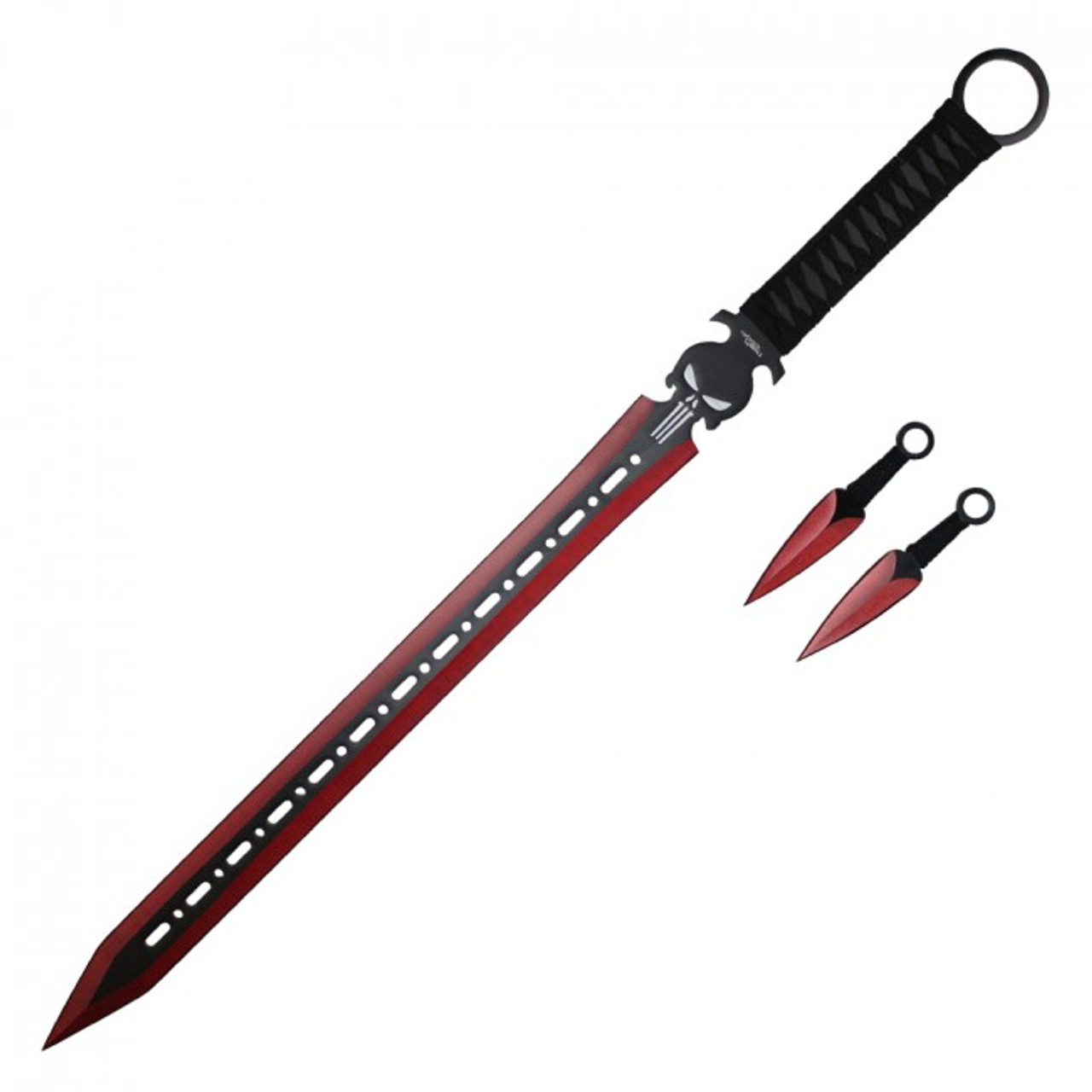 27" Technicolor Ninja Sword w/ Knives Set - Red