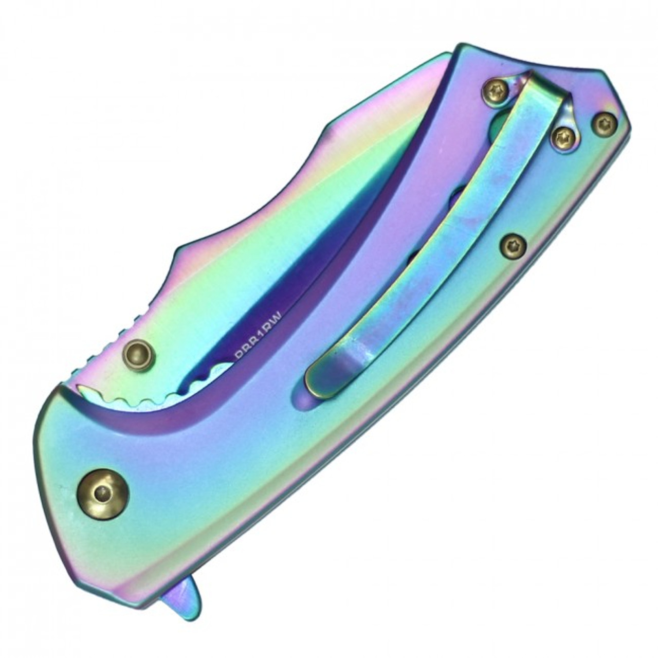 7 3/4" Assisted Open Ball Bearing Pocket Knife - Rainbow