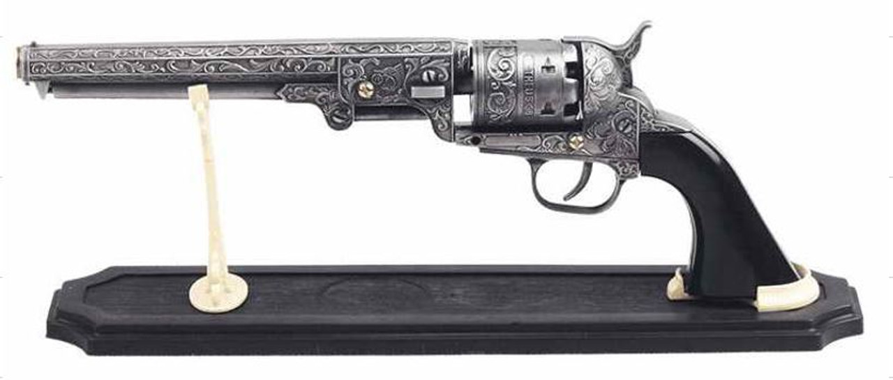 13 1/2" Decoration Antique Gun Model with Stand - Silver