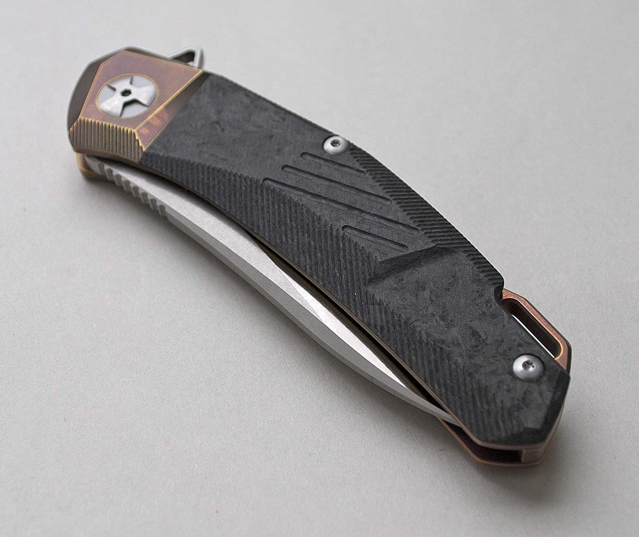 DEFCON JK Series 8" Ti + Forged Carbon HDL D2 Folding Knife - TF3217-3