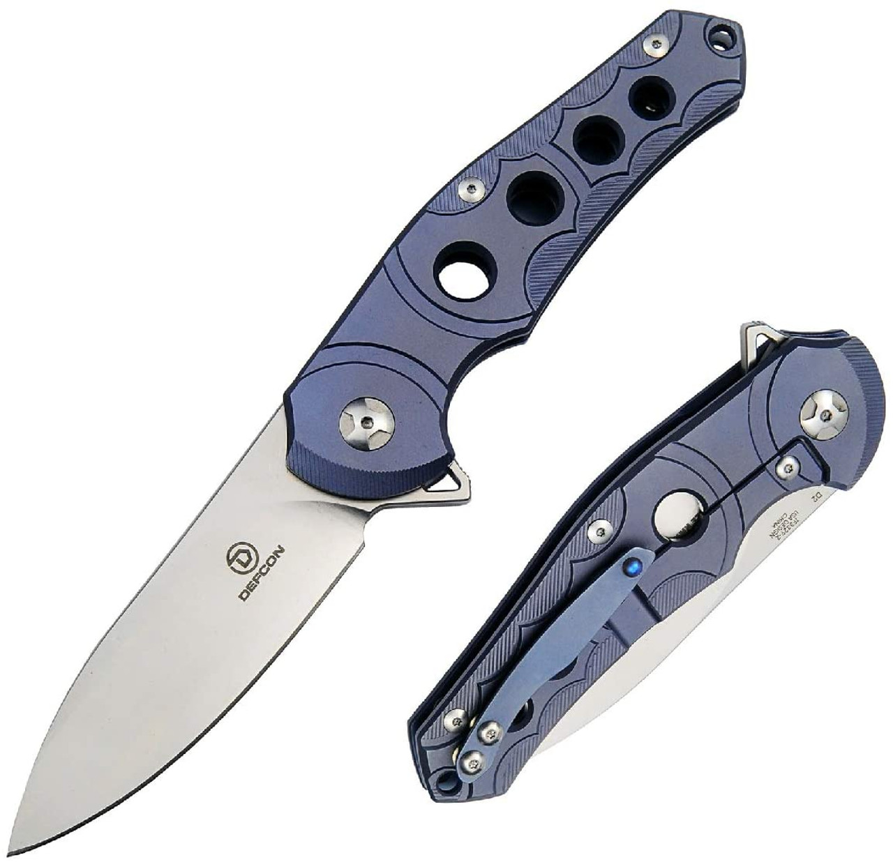 DEFCON JK Series 7.5" Titanium Handle D2 Folding Knife - TF3329-2