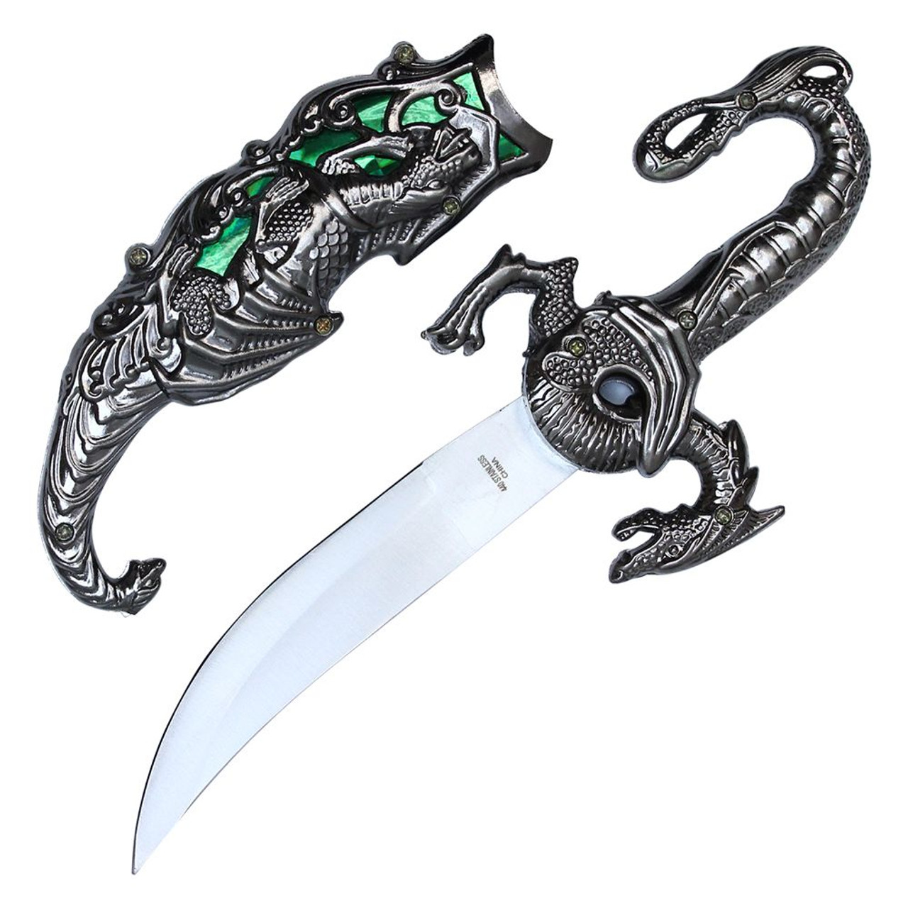 Fighting Dragon Fantasy Dagger Knife Green (Small Edition)