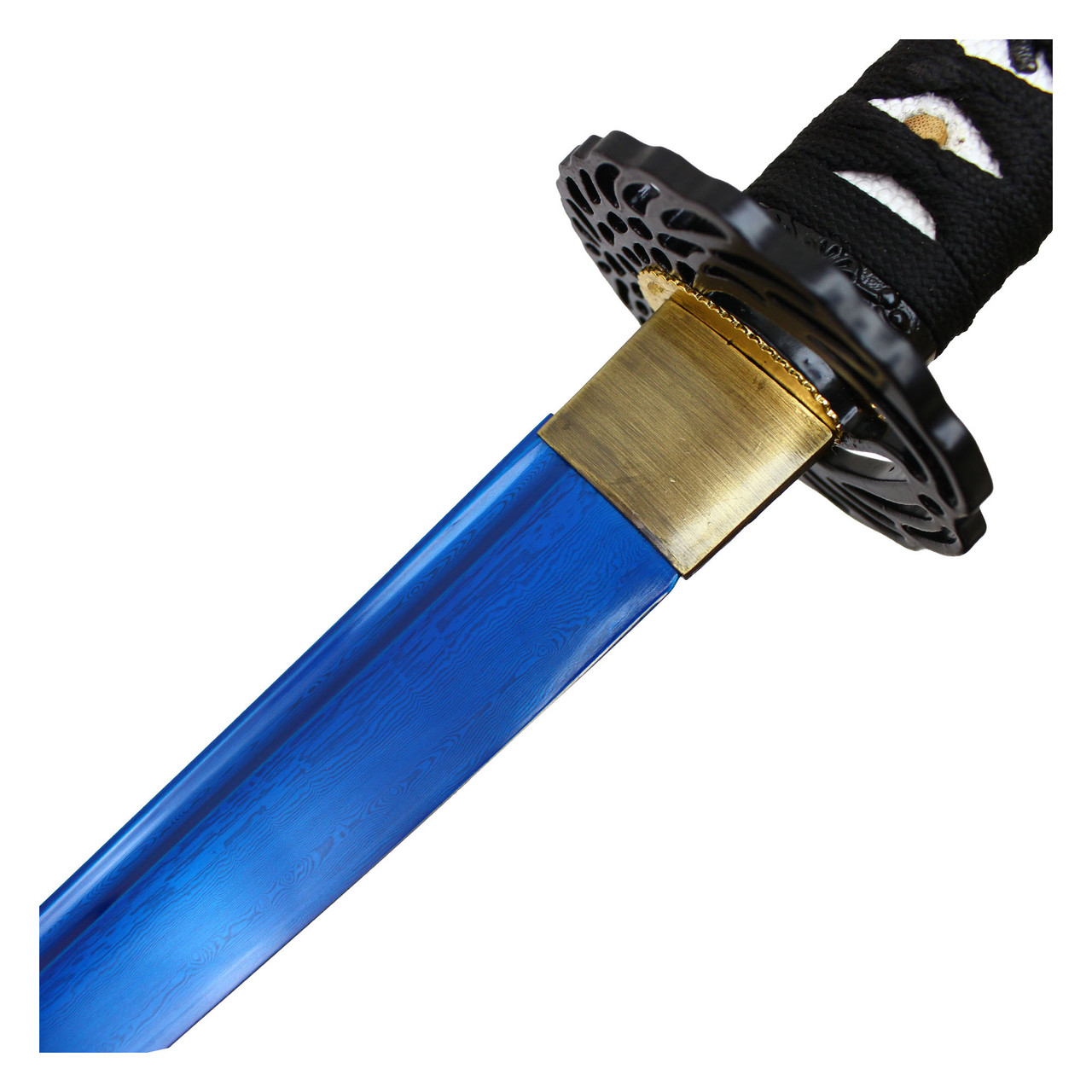 41“ DAMACUS SHARP Blade Katana Handmade Samurai Sword w/ Crane Tsuba - Blue