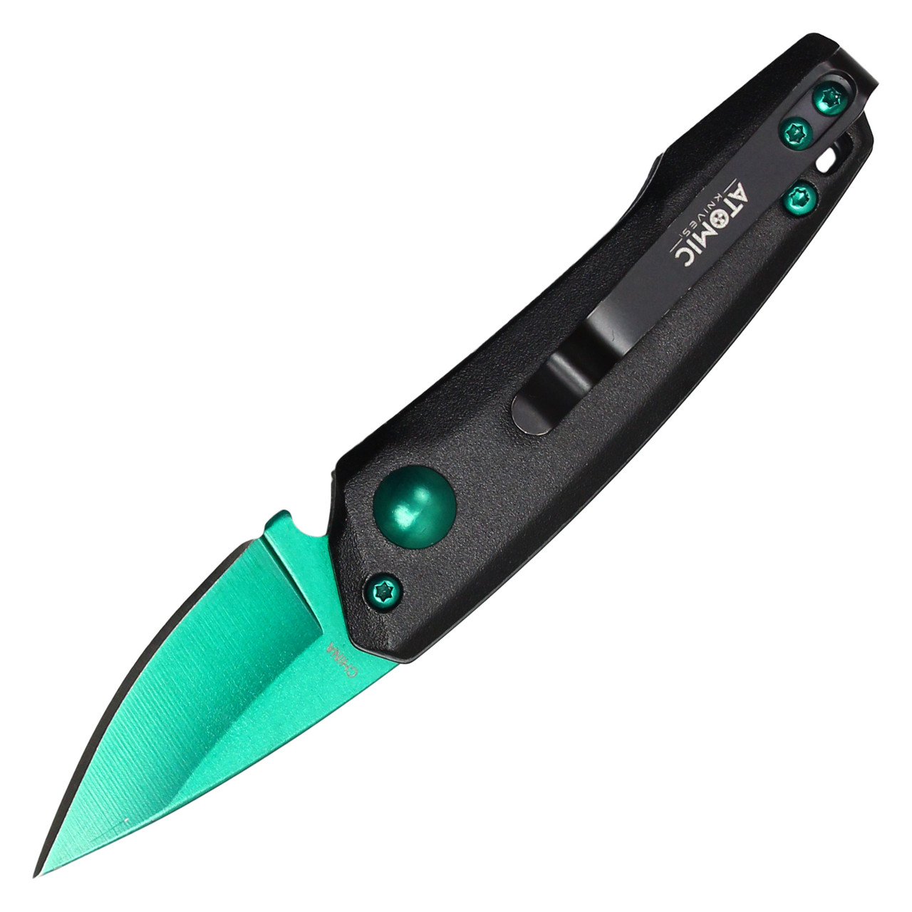 5" Atomic Push Button Knife - Green