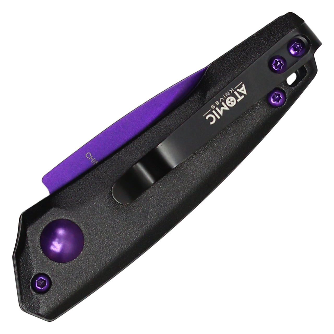 5" Atomic Push Button Knife - Purple