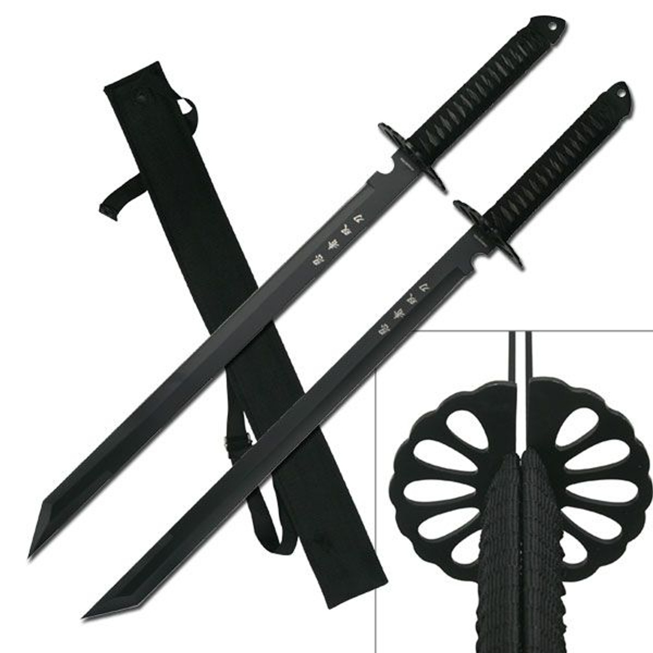 28 Full Tang Black Double Ninja Combat Sword With Sheath 1106