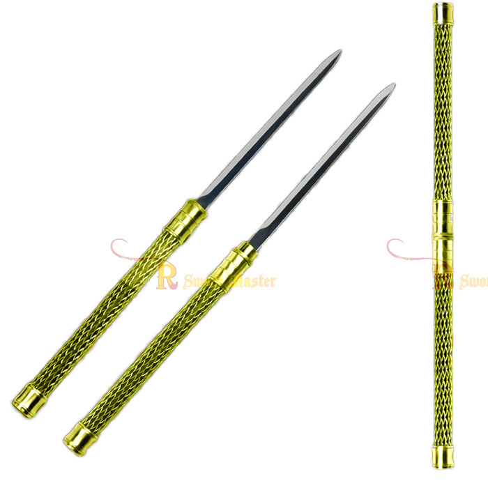 2 in 1 Gold Double Bladed Ninja Sword Staff Spear: Ninja Armory