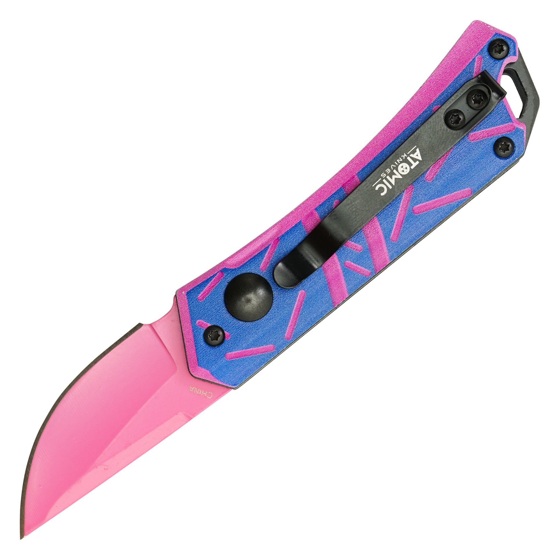 5" Blue Spinkles Push Button Knife