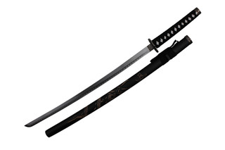 Closed Mouth Dragon Samurai Katana Sword with Black Scabbard