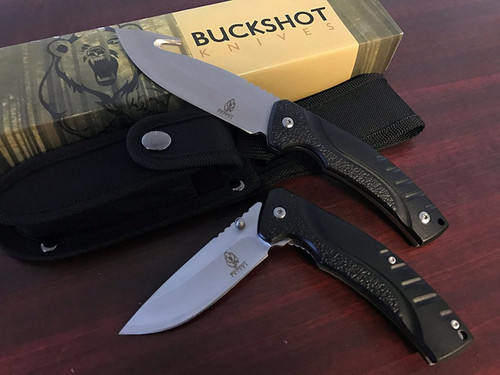 Buckshot Knives Full tang camping hunting knife & pocket knife set - HBK10BK