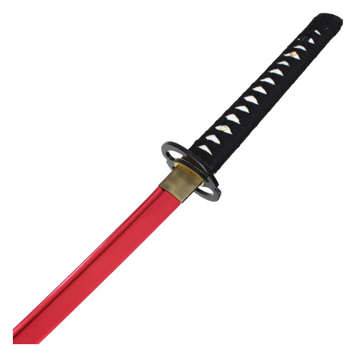 41“ SHARP Blade Katana Handmade Samurai Sword w/ Musashi Tsuba & Scab - Red