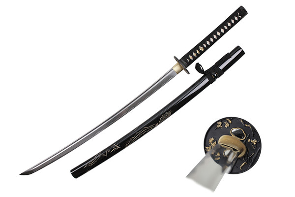 Onikiri Full Tang Blade Samurai Katana Sword with Real Rayskin and Sword Bag - Phoenix