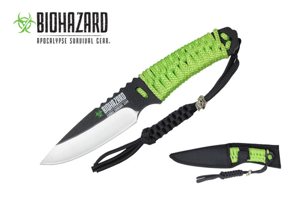 8" Zombie Hunting Knife w/Green Cord Wrapped Handle