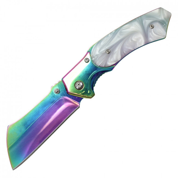 Buckshot Thumb Open Spring Assisted Stainless Steel Handle With Inlay Classic Razor Pocket Knife - PBK205RW