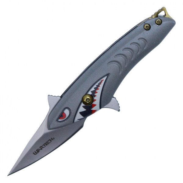 5 1/2” ASSISTED OPEN SHARK KNIFE - GREY